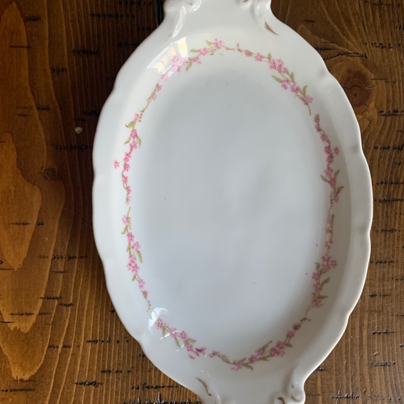 Vienna Austria Oval China Serving Platter Pink Floral Pattern 9" x 6" Oval - Picture 3 of 9